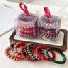 Christmas element 8-piece hair tie, high elasticity and durability, thick Christmas headwear, high ponytail hair band box set Specification image